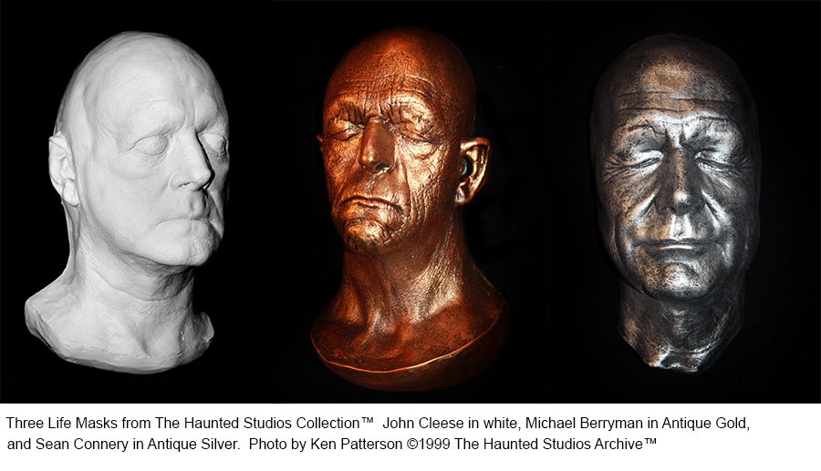 A collection of three Haunted Studios life masks
